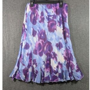 Covington Purple Floral Mid Length Sheer Flared Hem Skirt with Liner Size‎ Large